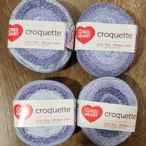 4 Pc Red Heart Croquette Yarn in Colorway Ethereal
